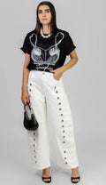 PANTALON BLANCO ESTILO MILITAR