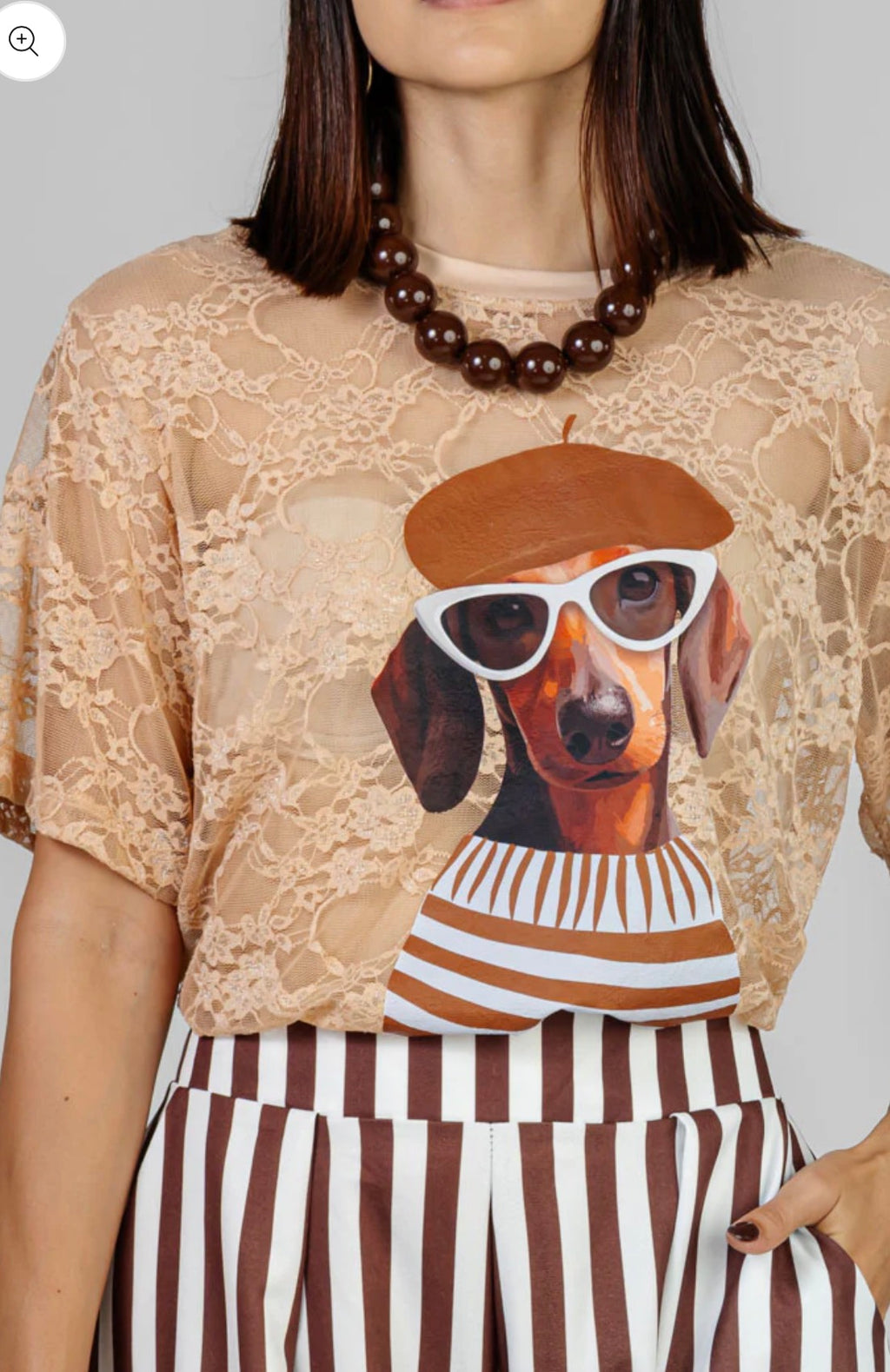 BLUSA ENCAJE ESTAMPADO BEIGE